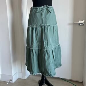 Sitwell Midi Skirt Womens 4 Green Boho Raw Hem